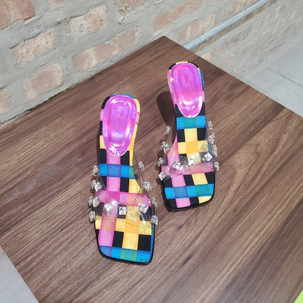 🆓️BOGO🆓️ Vintage Clear Rhinestone Mule Heels
